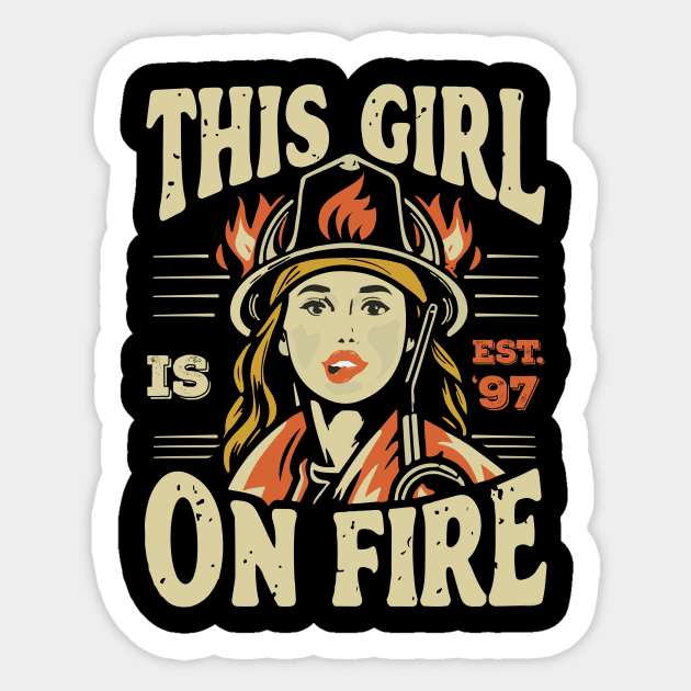 Fierce Firefighter Beauty Girl 97 Sticker by ArtMichalS